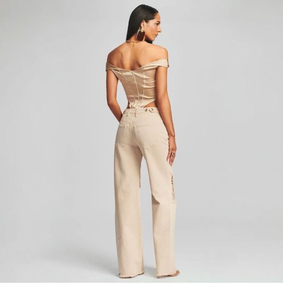 Retrofete Rozik Silk Corset Bodysuit Medium Gathered Bust Boning NWT $325 - Picture 3 of 16